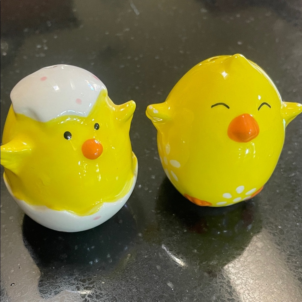 Yellow Ceramic Chick Salt and Pepper Shaker Set